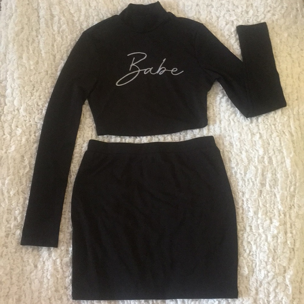 SHEIN Sexy “Babe” Crop Top & Skirt